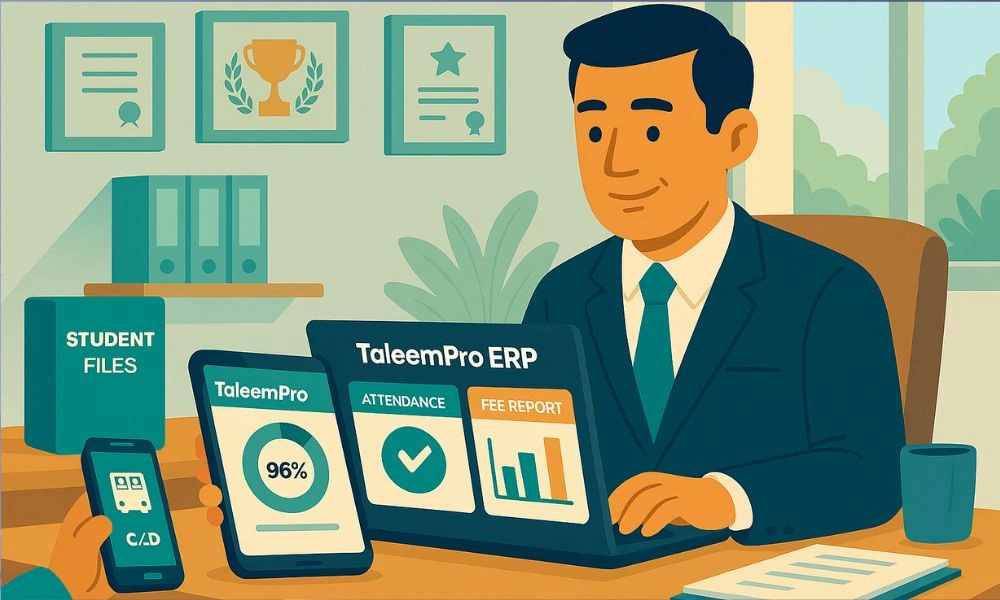 Admin using TaleemPro ERP for school data