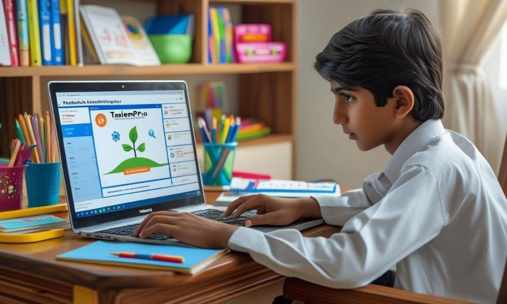 Student learning at home using a digital platform