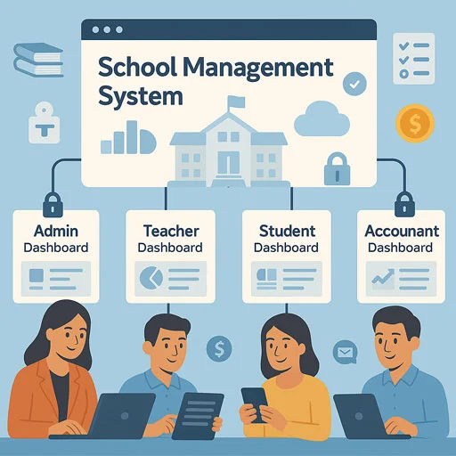 Illustration of Role-Based Management System for School Software