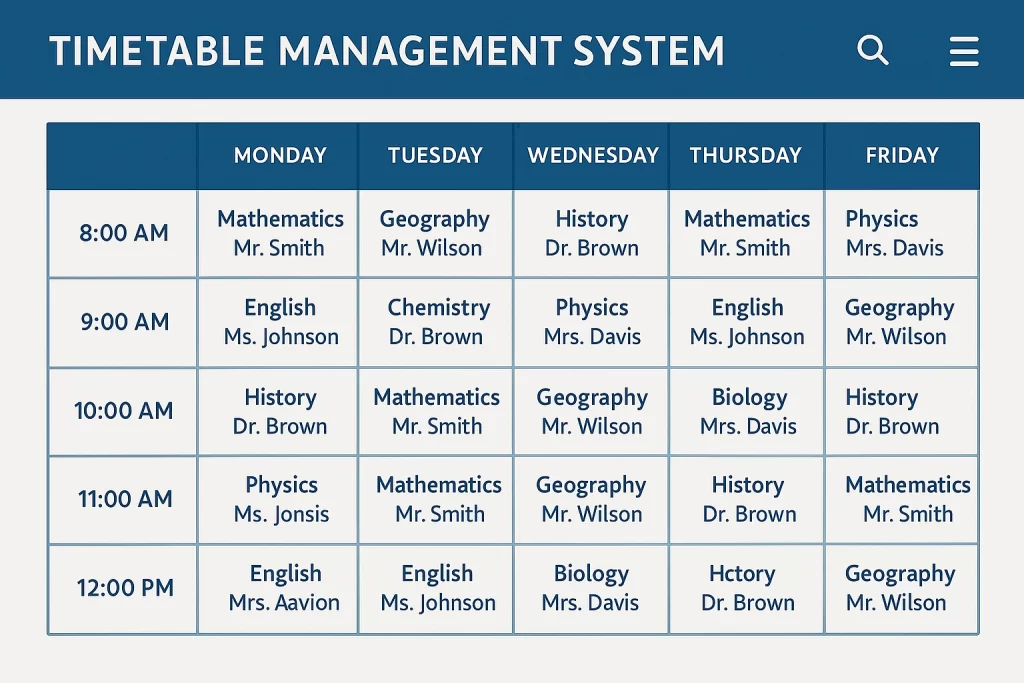 Timetable Management System interface showcasing school schedule | Automate School Timetables