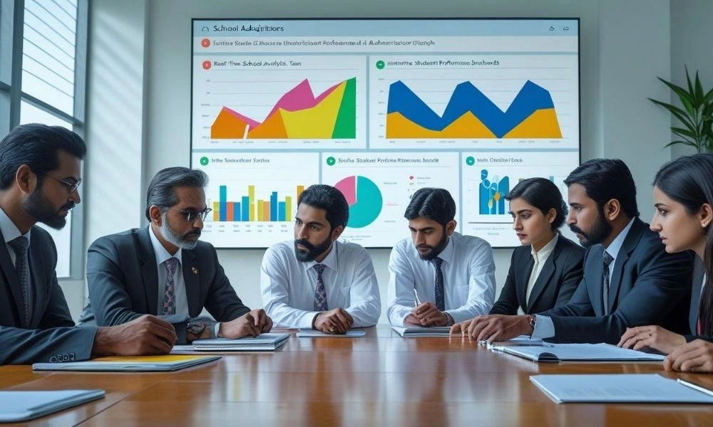 Teacher and students using TaleemPro mobile app